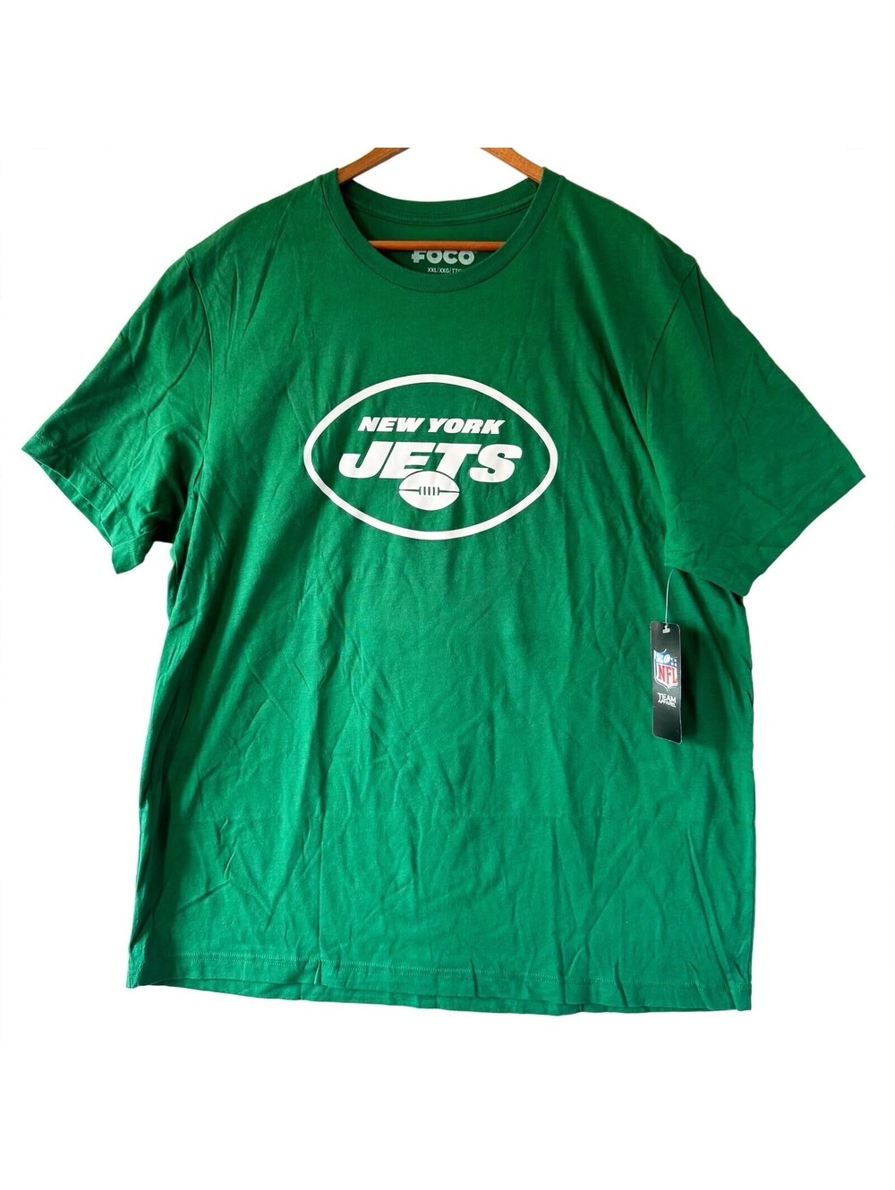 New York Jets Shirt Mens XXL Green FOCO NFL Logo Tee NWT Kelly Green